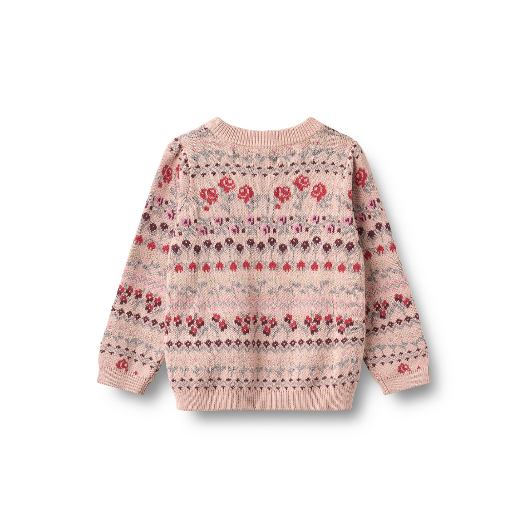 Wheat Mikmak jacquard strik pullover dim rose