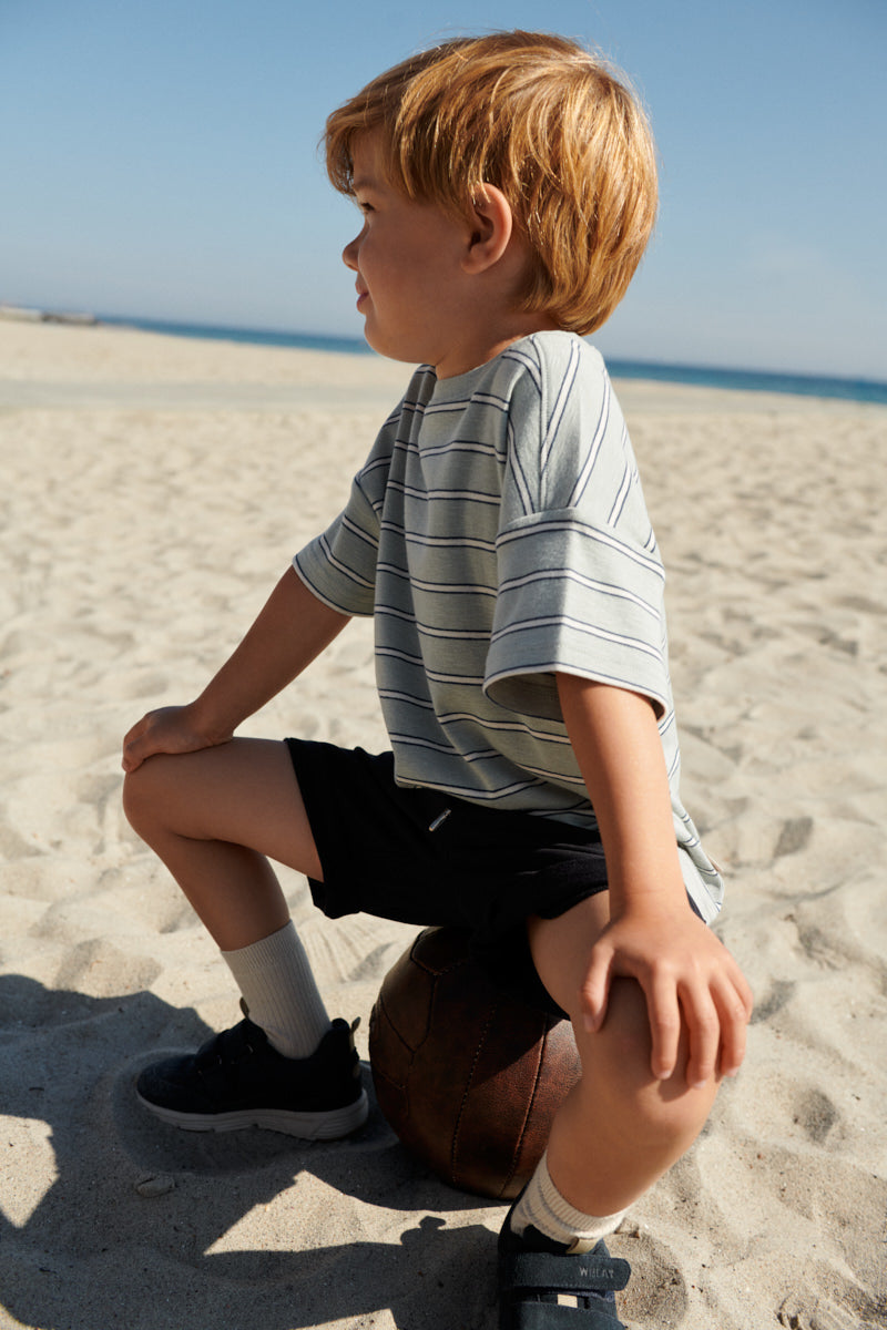 Dreng med Wheat Tommy t-shirt sea mist stripe