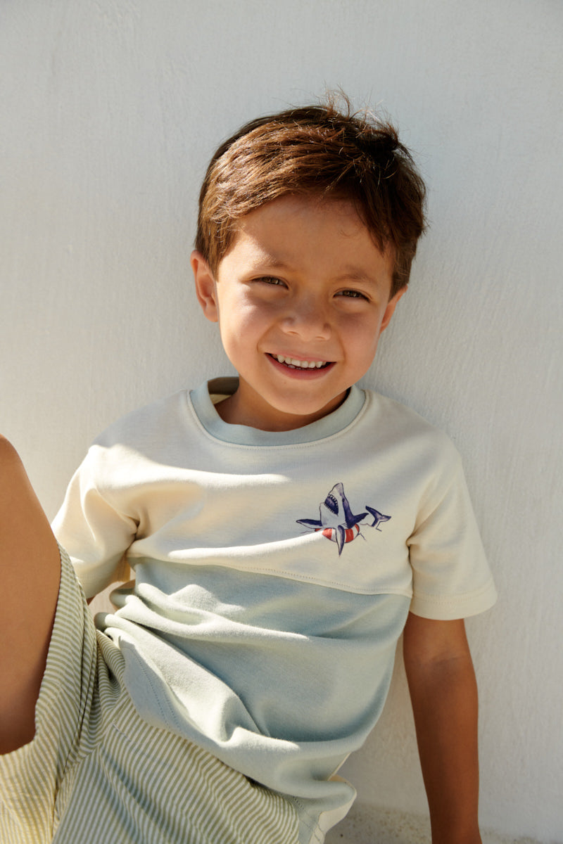 Dreng med Wheat Oliver t-shirt sea mist