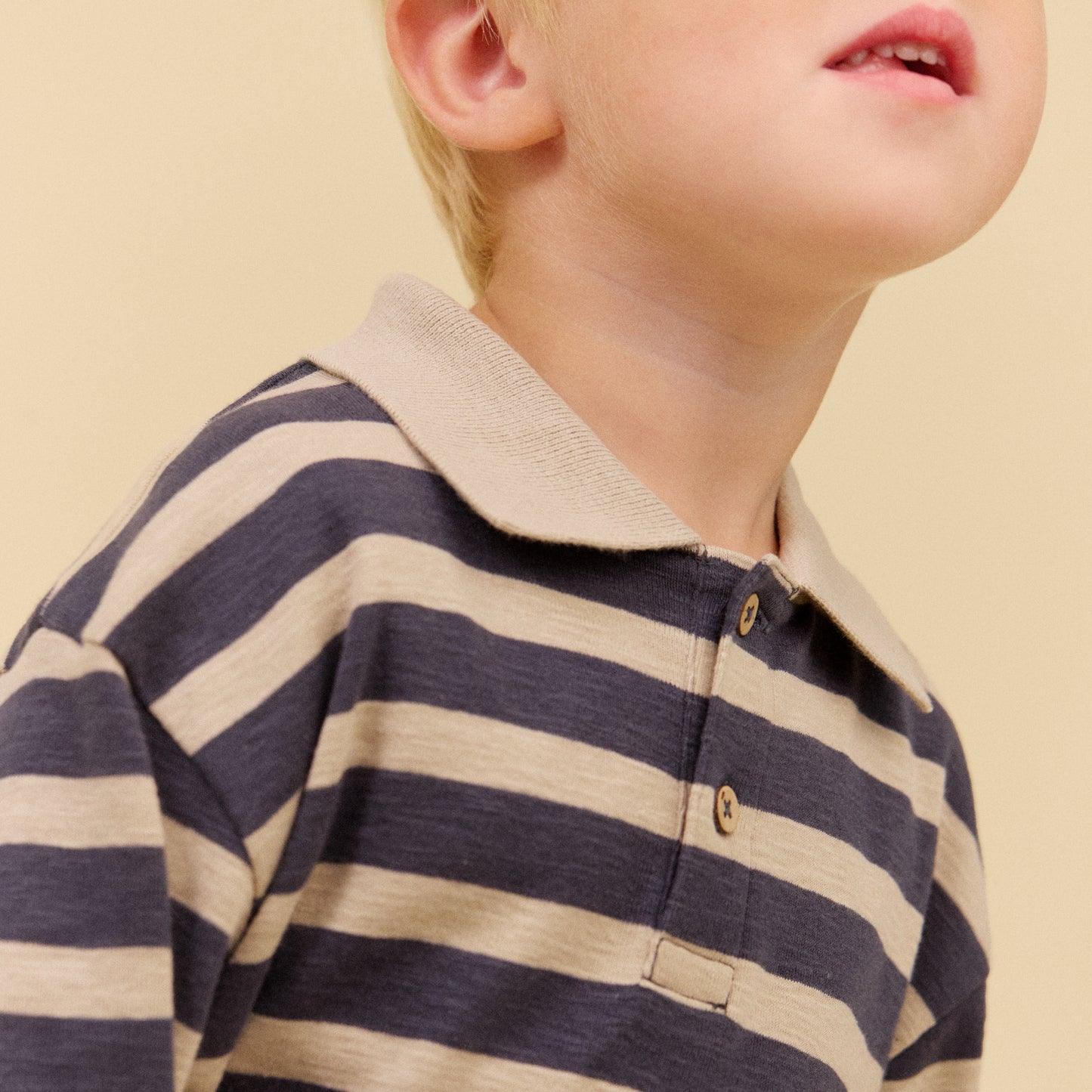 Dreng med Wheat Fred polo bluse greyblue stripe