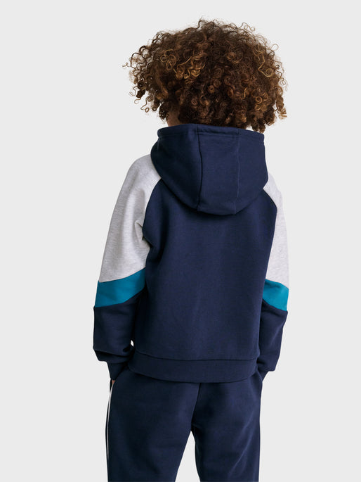 Dreng med Hummel Loose blocked zip hoodie dress blues