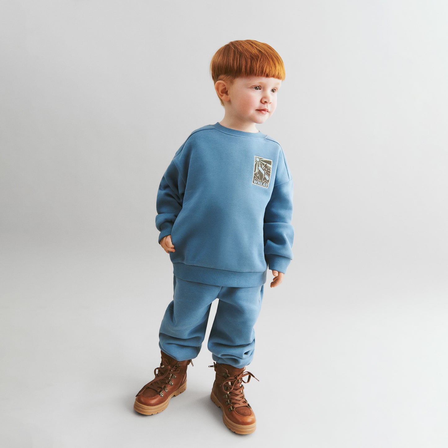 Wheat Sander badge sweatshirt winter blue