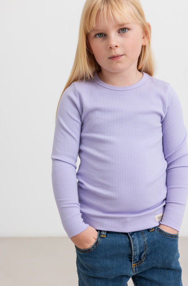 Pige med MarMar Modal plain tee LS soft lavender