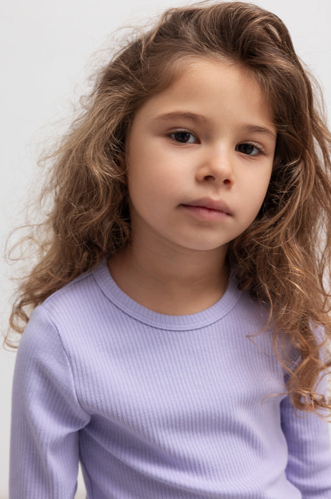 Pige med MarMar Modal plain tee LS soft lavender