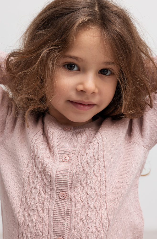 Pige med MarMar Tilda strik cardigan faded rose