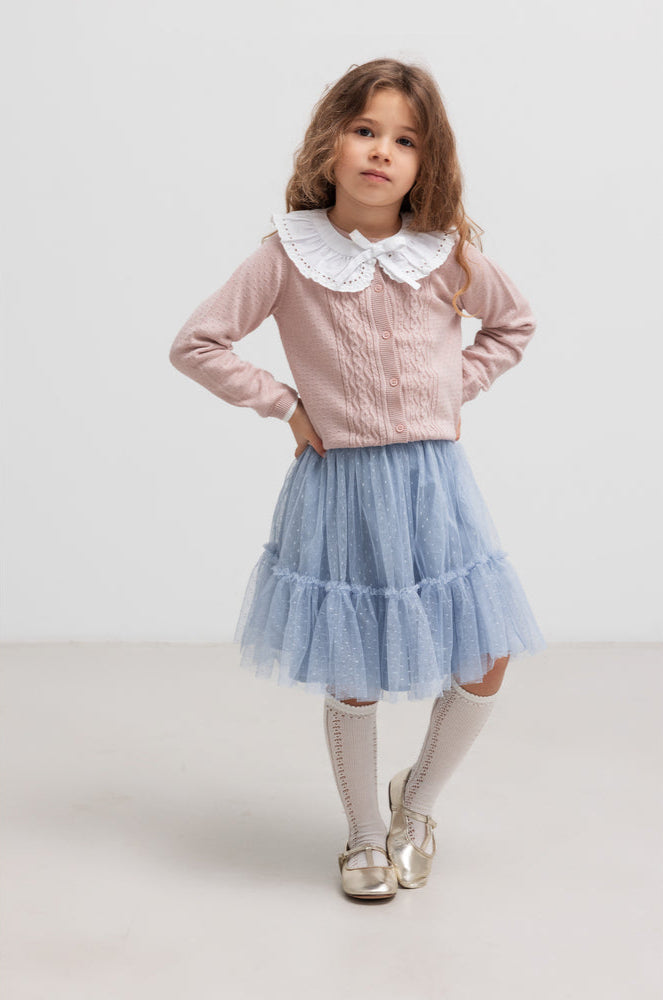 Pige med MarMar Tilda strik cardigan faded rose