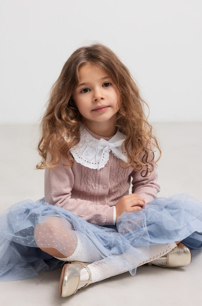 Pige med MarMar Tilda strik cardigan faded rose