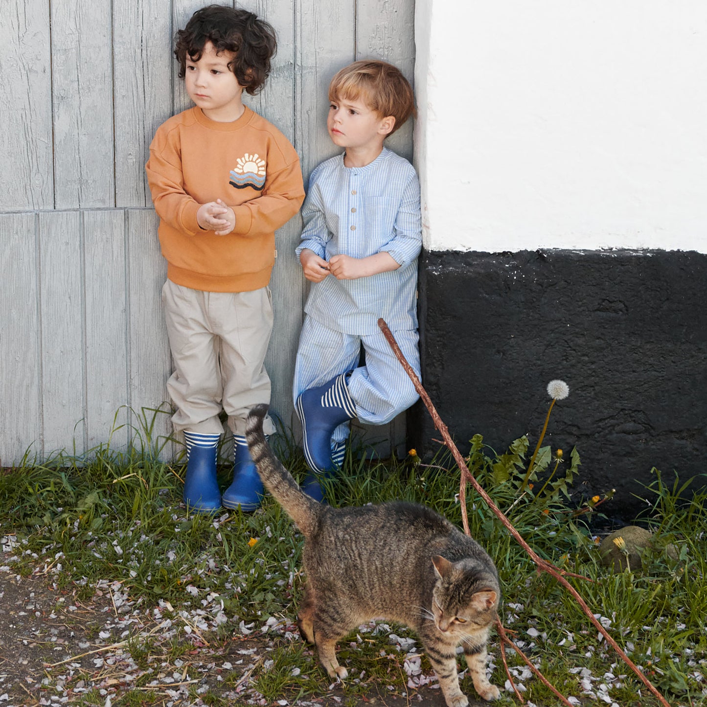 Dreng med Wheat Bjørk skjorte blue stripe