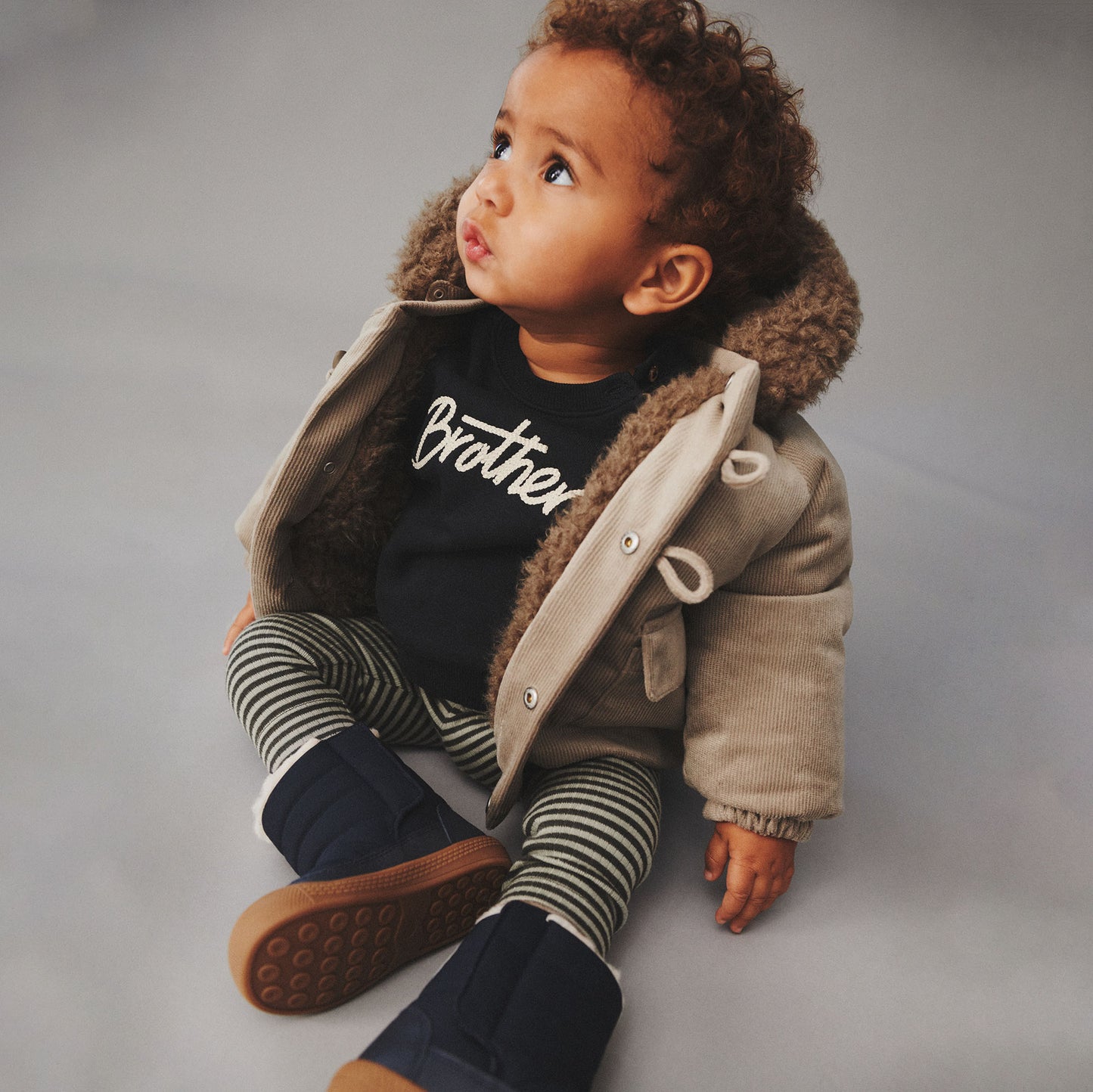 Dreng med Wheat Jules leggings winter forest stripe