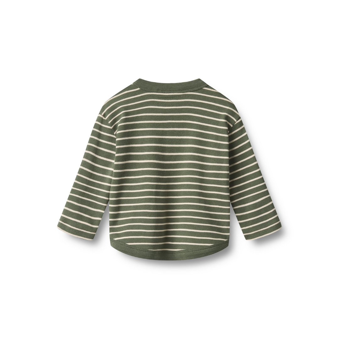 Wheat Osvald t-shirt L/S dark green stripe