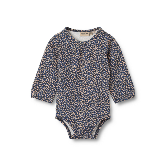 Wheat Elmine body blue flowers