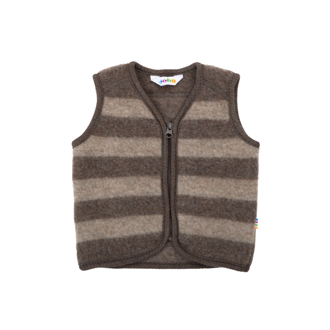 Joha Uld vest m. lynlås brun stribet