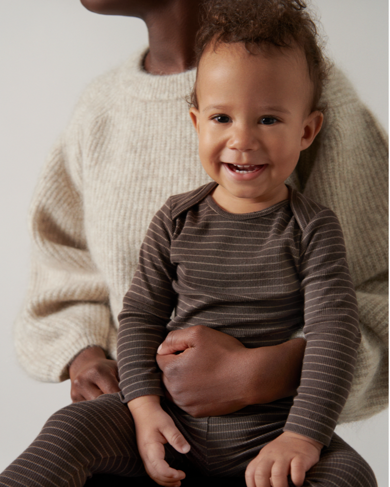 Dreng med MarMar Ben modal fine rib body nori green stripe
