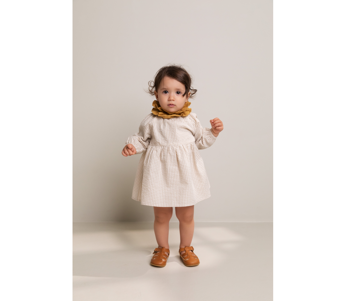 Pige i MarMar Dawson kjole grey sand gingham