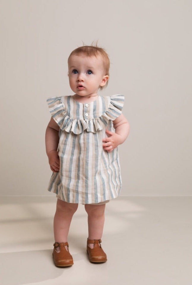 Pige med MarMar Drussa kjole dusty blue stripe