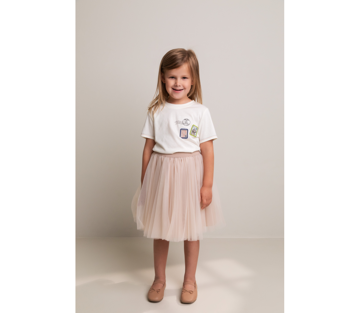 Pige i MarMar Solo sun tulle nederdel cream taupe