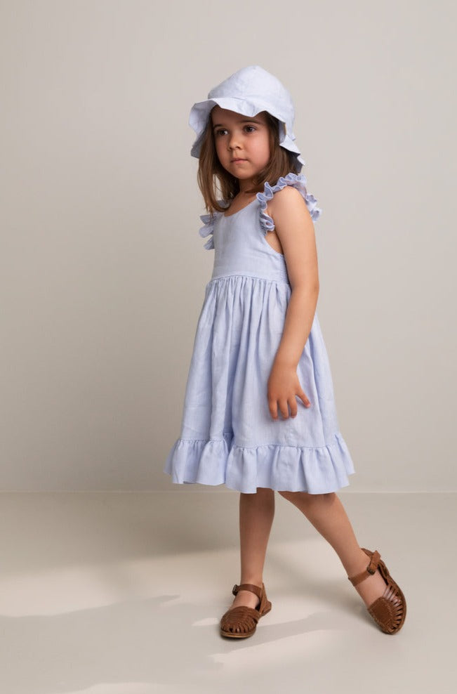 Pige med MarMar Danita frill kjole blue mist