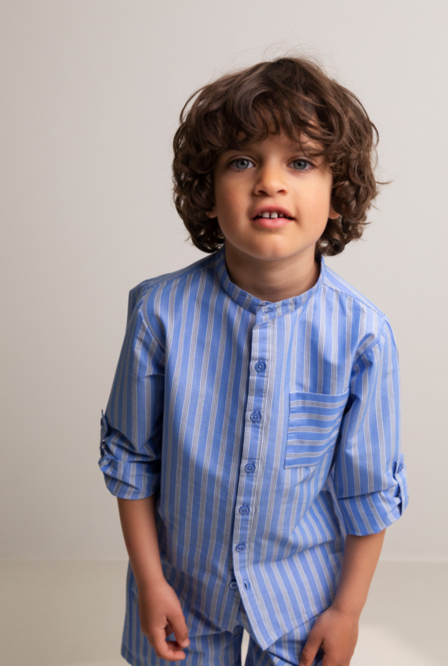 Dreng med MarMar Theodor skjorte cornflower stripe