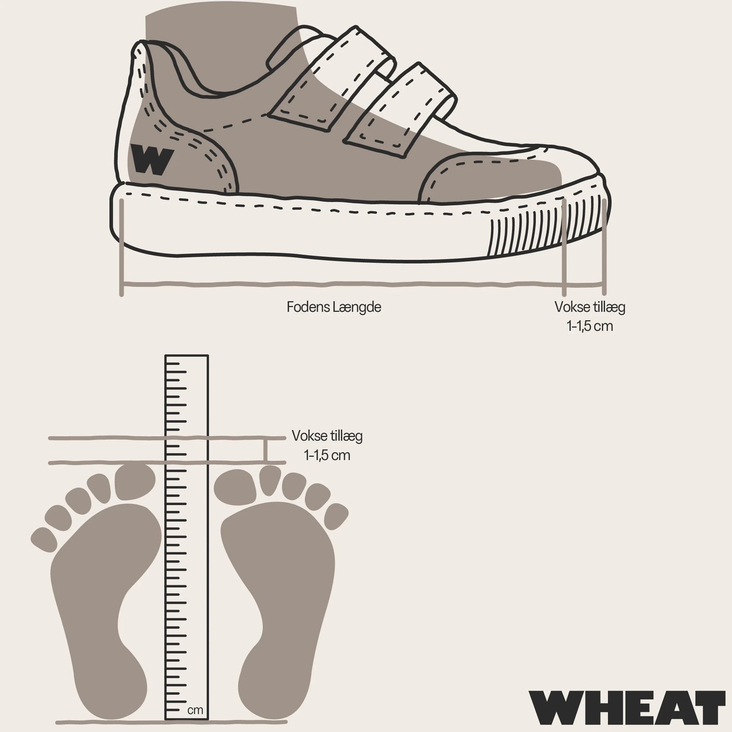 Wheat Footwear strørrelsesguide