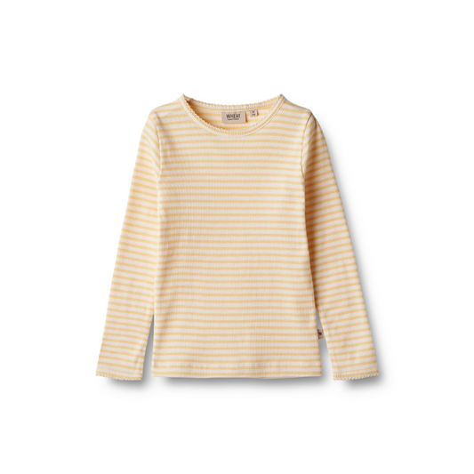 Wheat Belis t-shirt LS pale apricot stripe