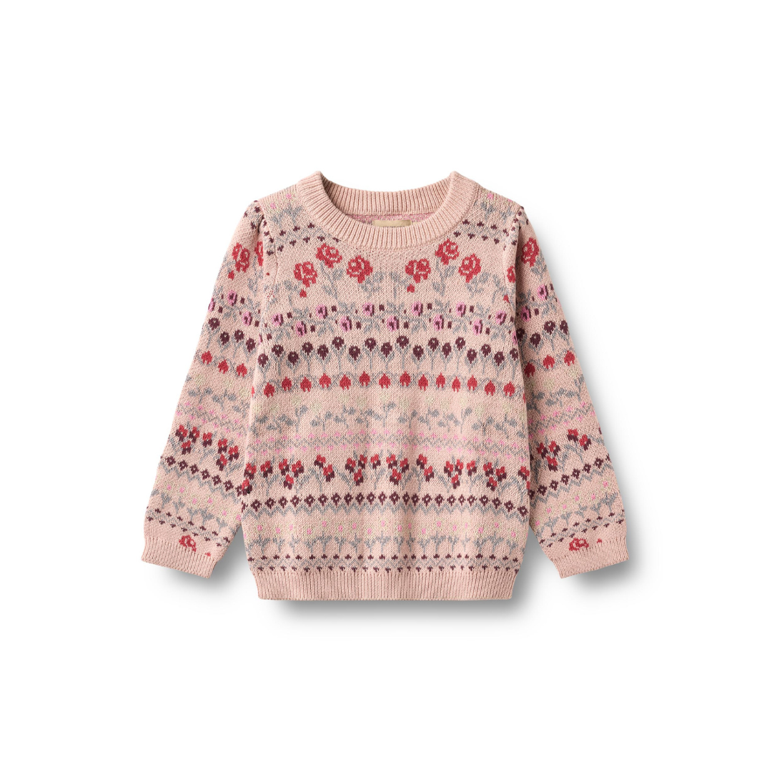Wheat Mikmak jacquard strik pullover dim rose
