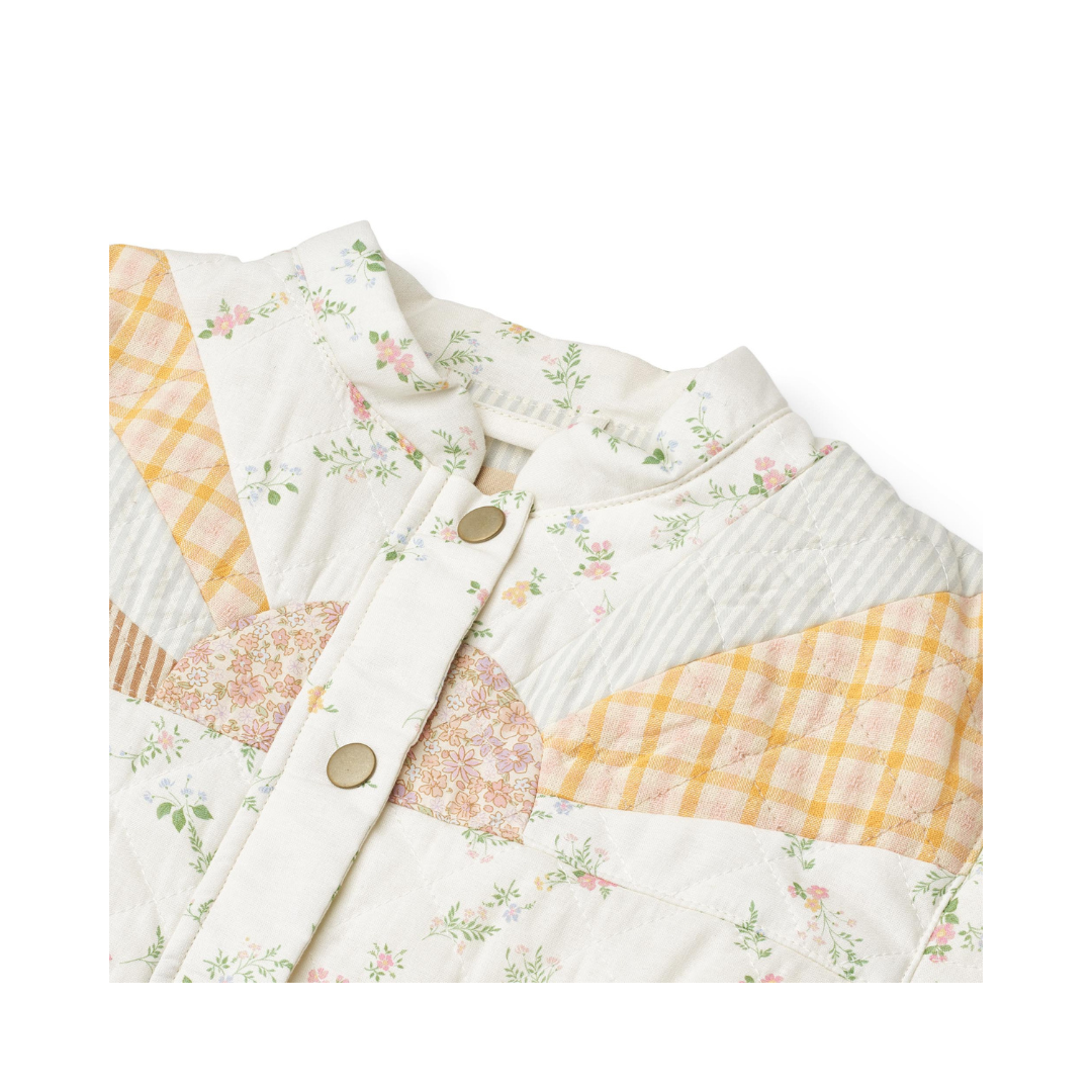 Wheat Inga quiltet jakke ivory checked flowers