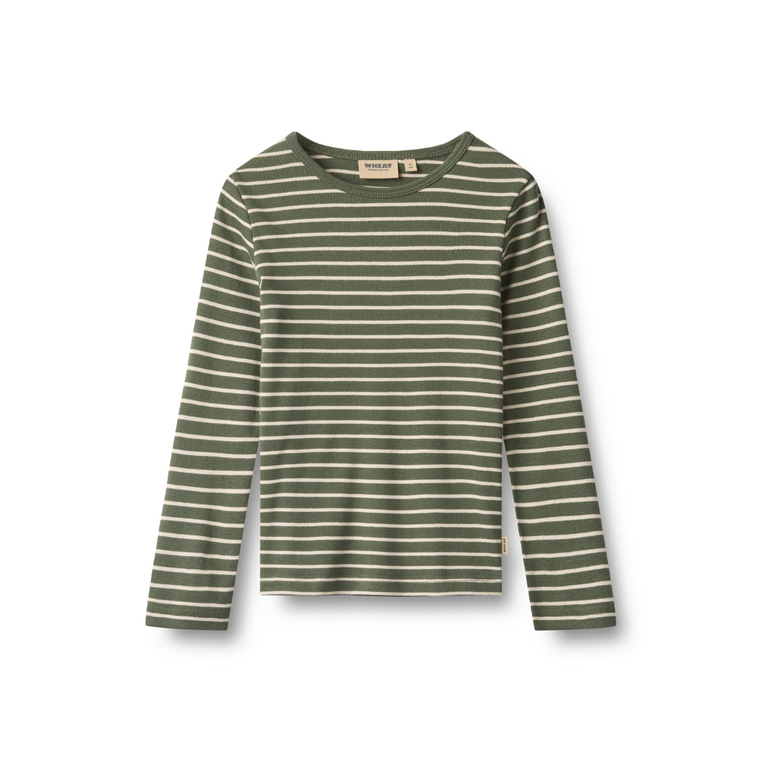 Wheat Stig t-shirt L/S dark green stripe