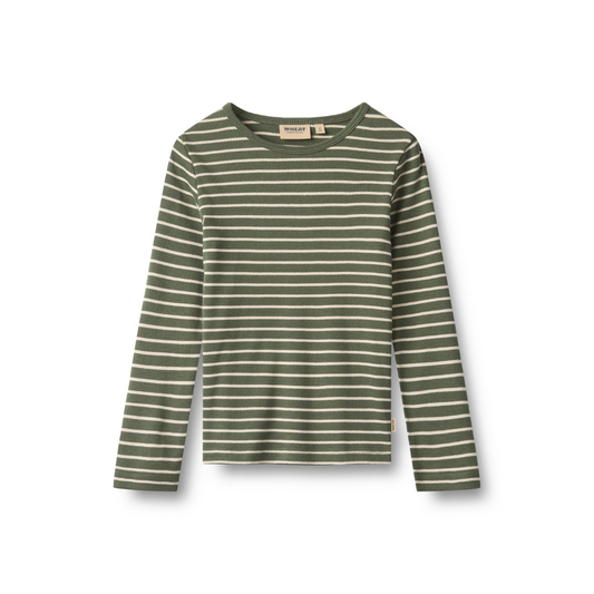 Wheat Stig t-shirt L/S dark green stripe