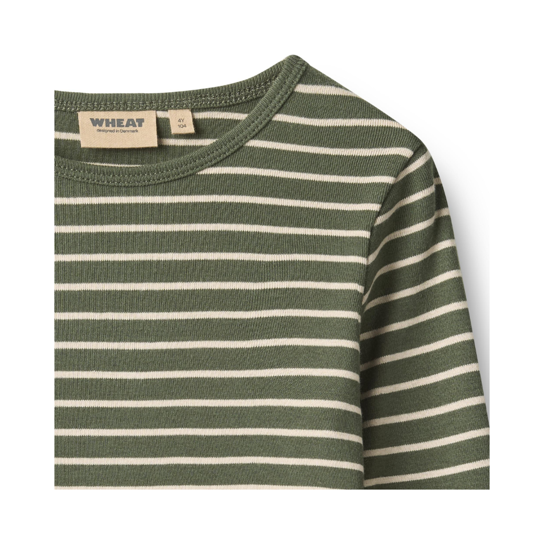 Wheat Stig t-shirt L/S dark green stripe