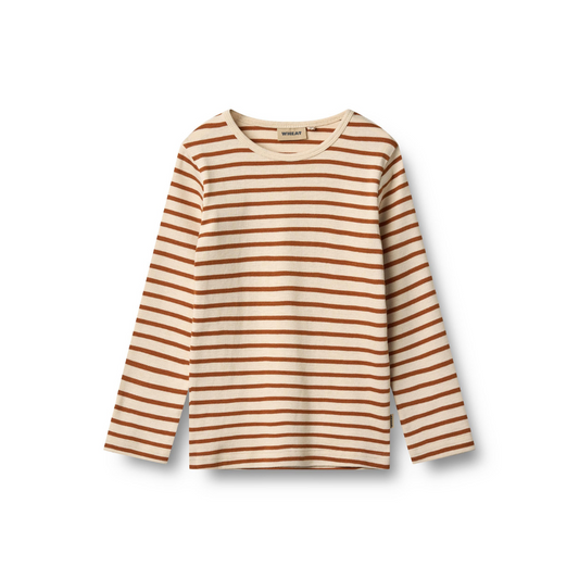 Wheat Stig t-shirt L/S warm caramel stripe