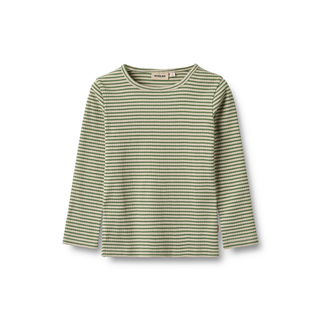 Wheat Stig t-shirt elm green stripe