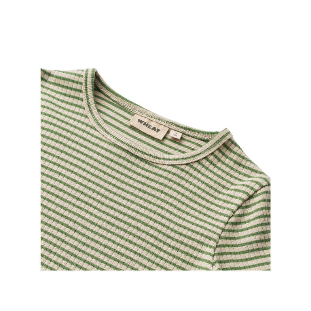 Wheat Stig t-shirt elm green stripe