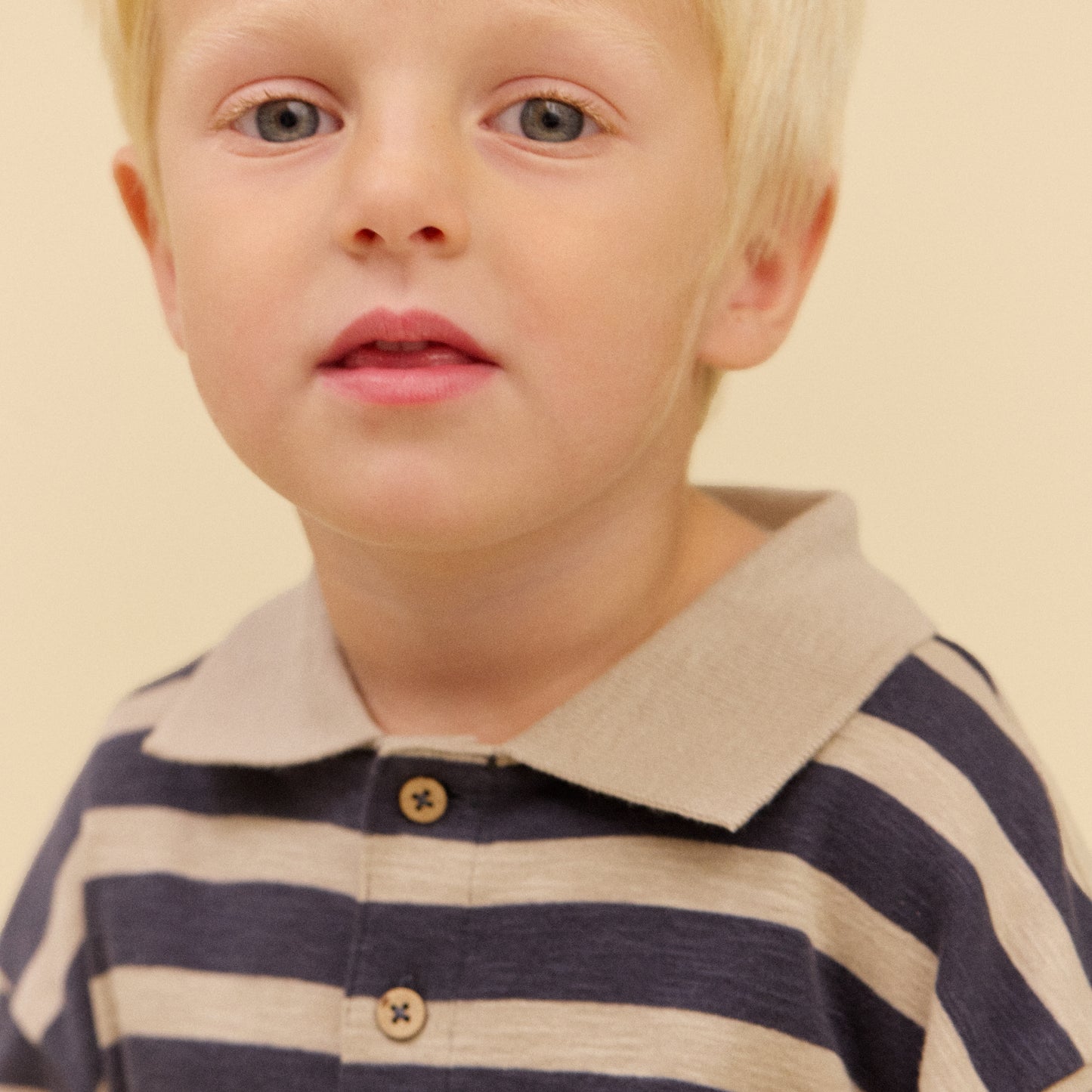 Dreng med Wheat Fred polo bluse greyblue stripe