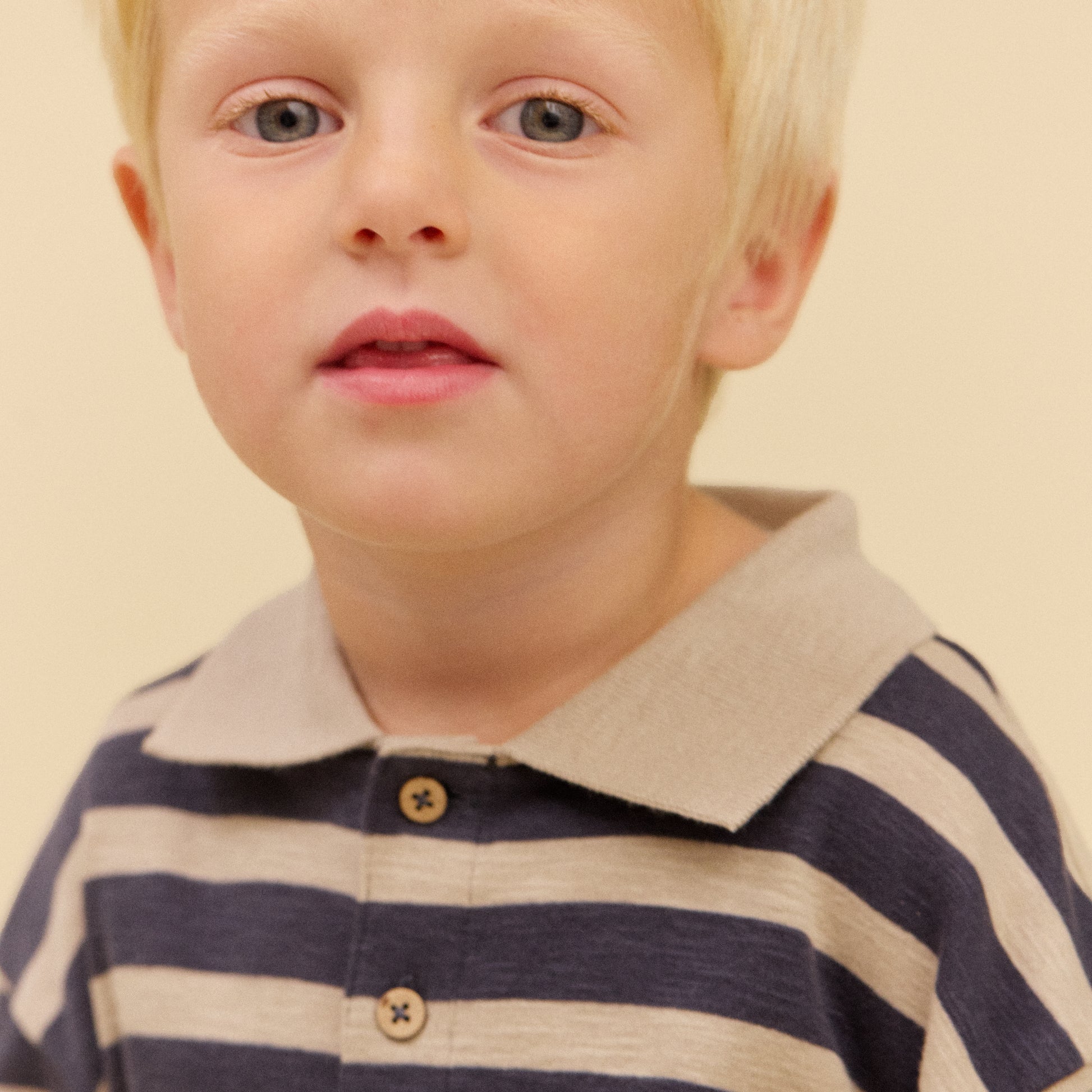 Dreng med Wheat Fred polo bluse greyblue stripe
