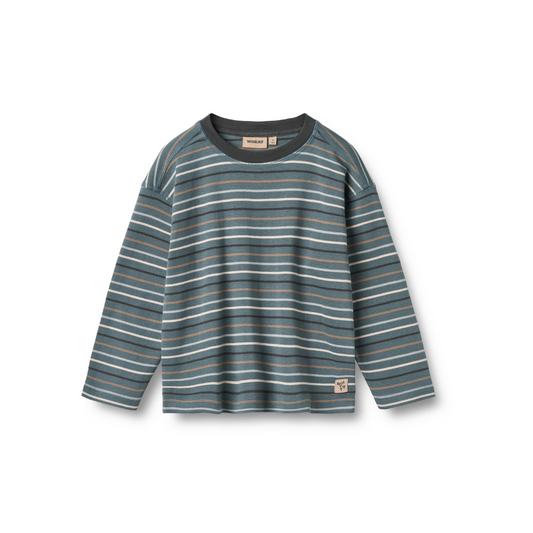 Wheat Hans t-shirt L/S blue multi stripe