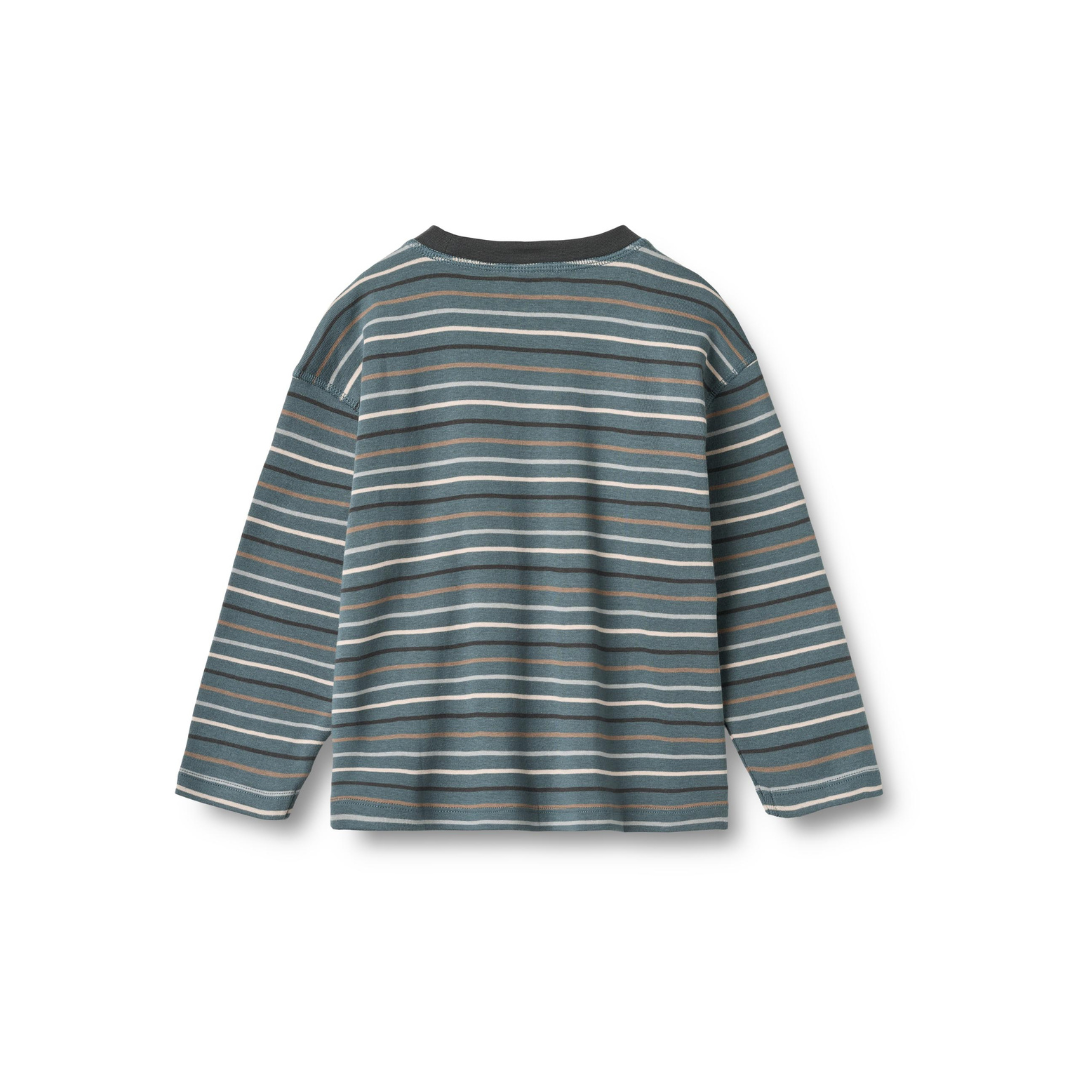 Wheat Hans t-shirt L/S blue multi stripe