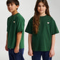Dreng og pige med Hummel JR Loose t-shirt S/S dark green