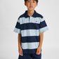 Dreng med Hummel Loose stripe polo bluse S/S bee dress blues