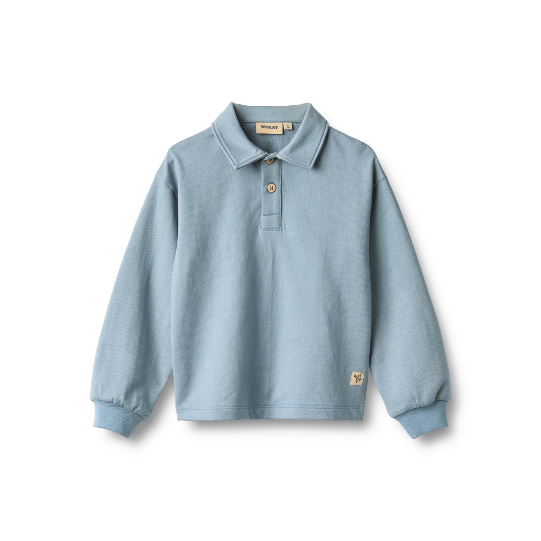 Wheat Mads sweat polo bluse faded denim