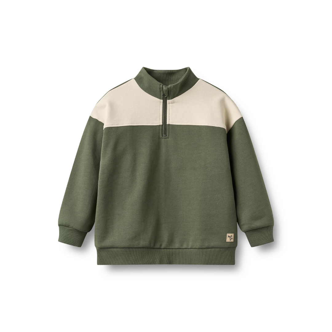 Wheat Matteo half zip sweatshirt thyme