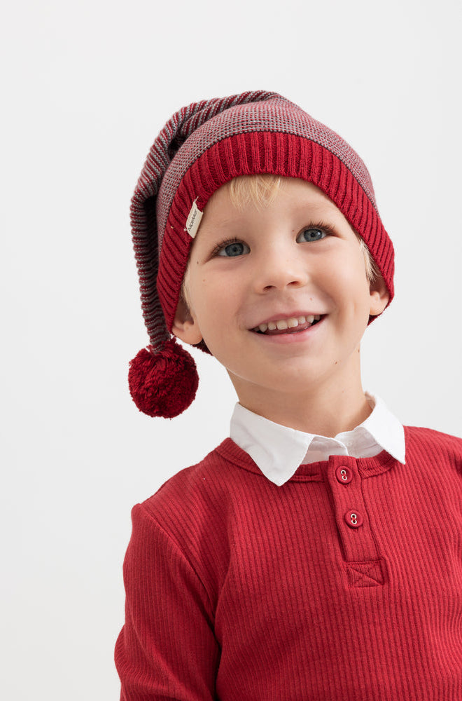 Dreng med MarMar Alfen nissehue hibiscus red stripe 