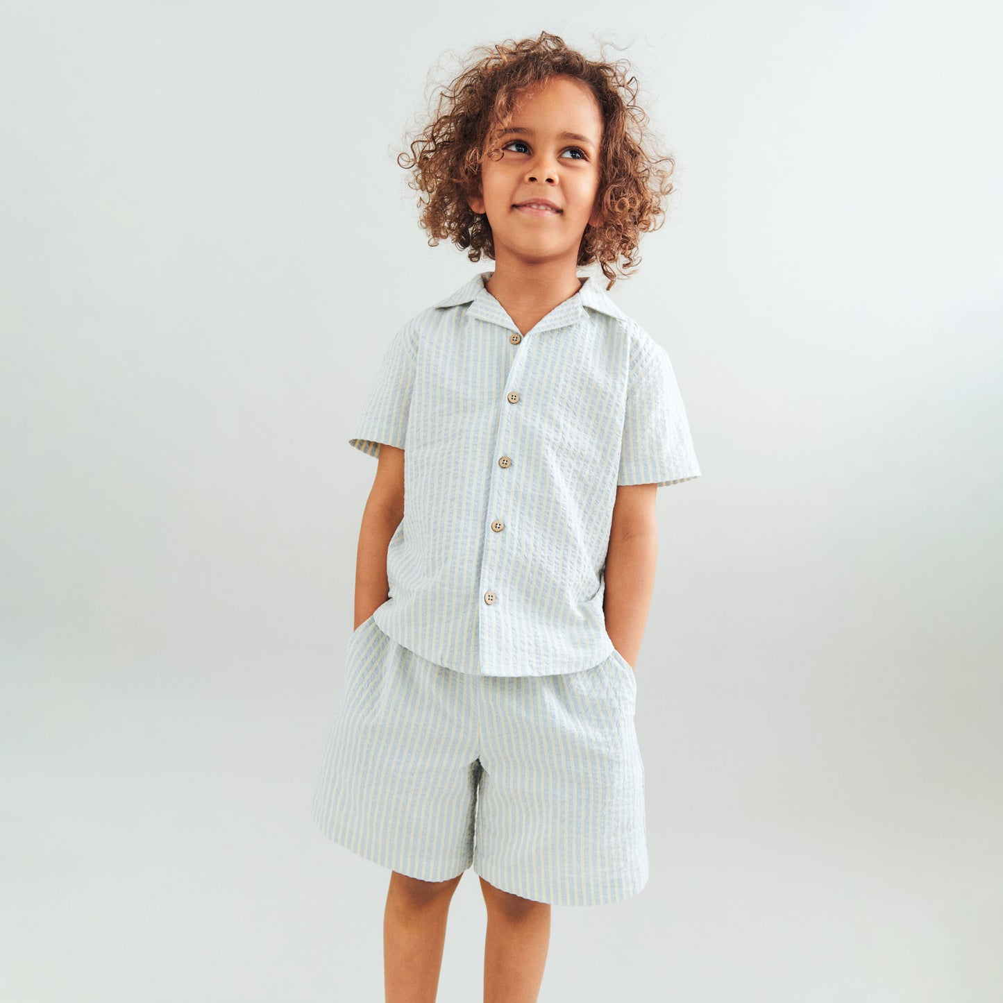 Dreng med Wheat Anker skjorte SS summer sky stripe