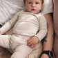 Baby dreng med MarMar Modal body plain LS light beige melange