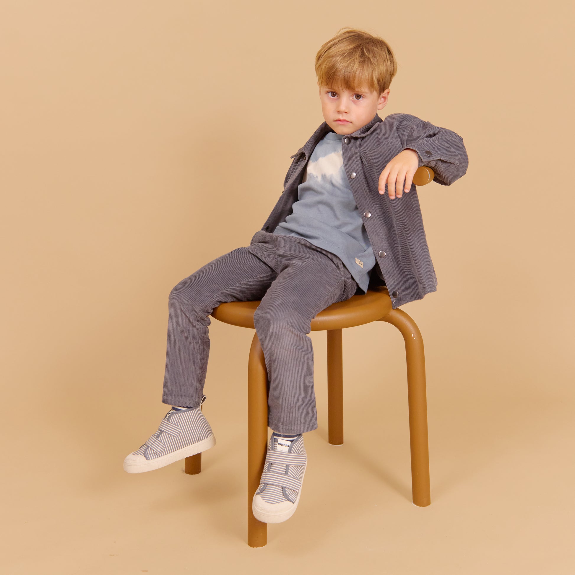 Dreng med Wheat Marcel overshirt skjorte dark charcoal