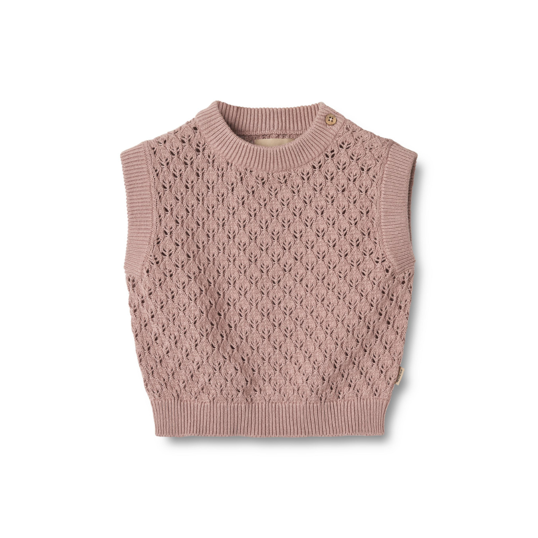 Wheat Saga strik vest dry rose