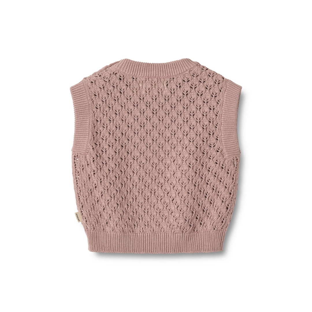 Wheat Saga strik vest dry rose