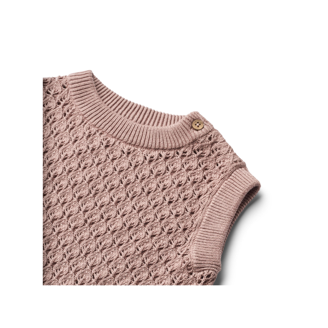 Wheat Saga strik vest dry rose