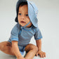 Baby dreng med Wheat Bora UV solhat blue swim stripe