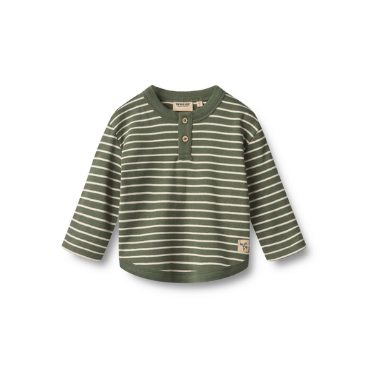 Wheat Osvald t-shirt L/S dark green stripe