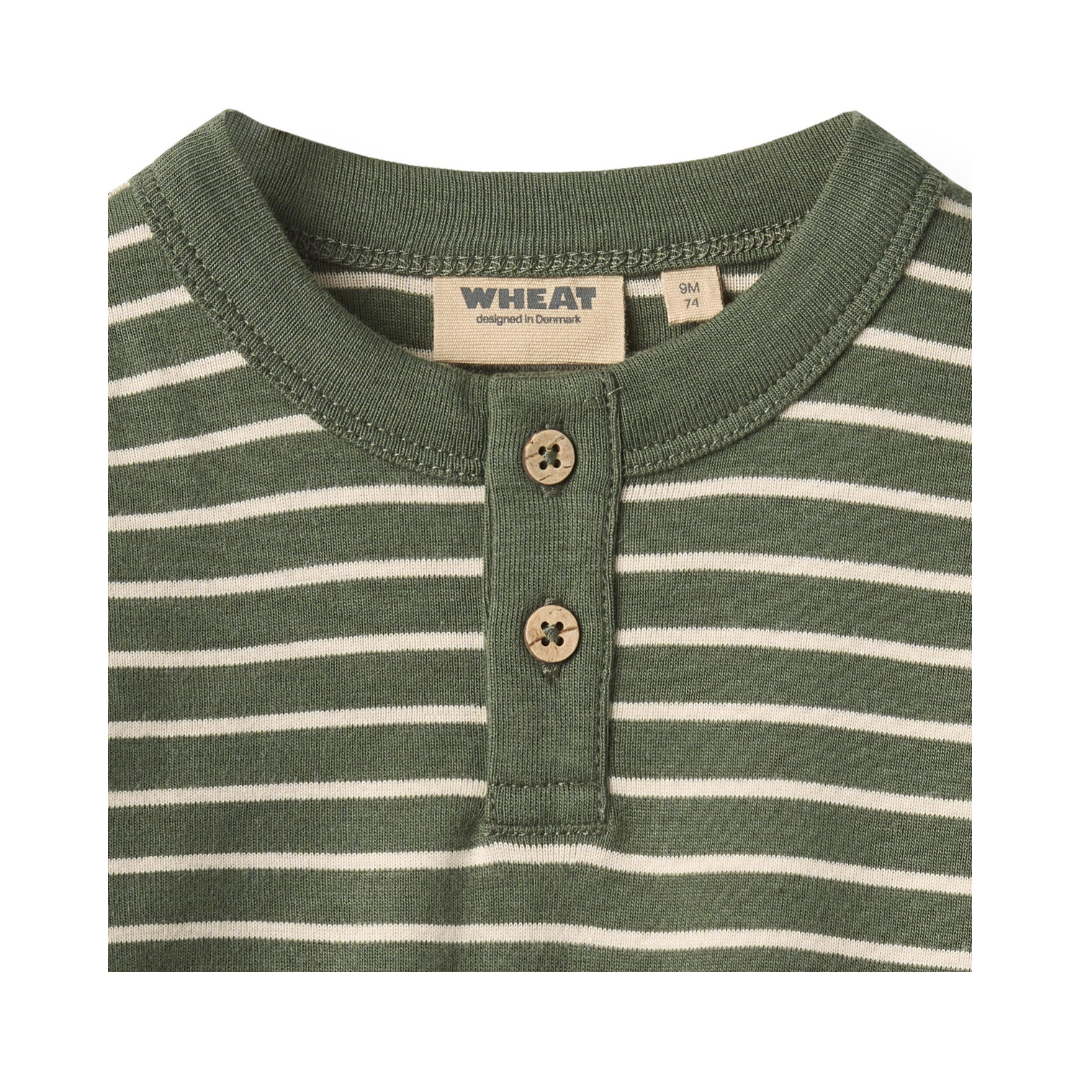 Wheat Osvald t-shirt L/S dark green stripe